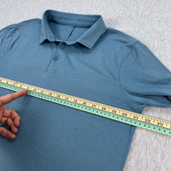 Lululemon Evolution Polo Shirt Mens M (Estimated) Blue Short Sleeve Stretch - Picture 6 of 8